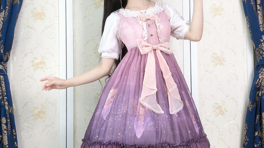 【Lolita】粉嫩渐变的LO裙,可以穿星屑呀~